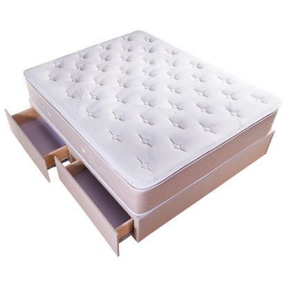 Picture of MasterBed Wooden Bed Base with 2 Drawers Leather Brown