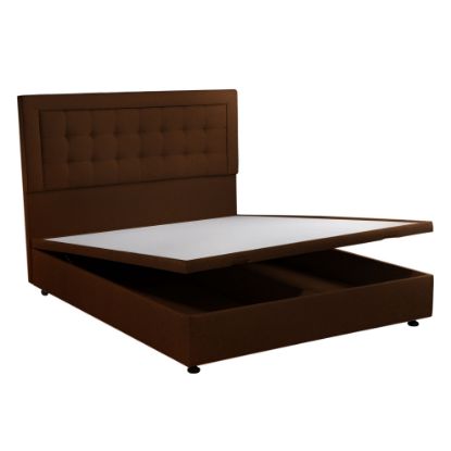 Picture of MasterBed Wooden Storage Bed Base Leather Brown